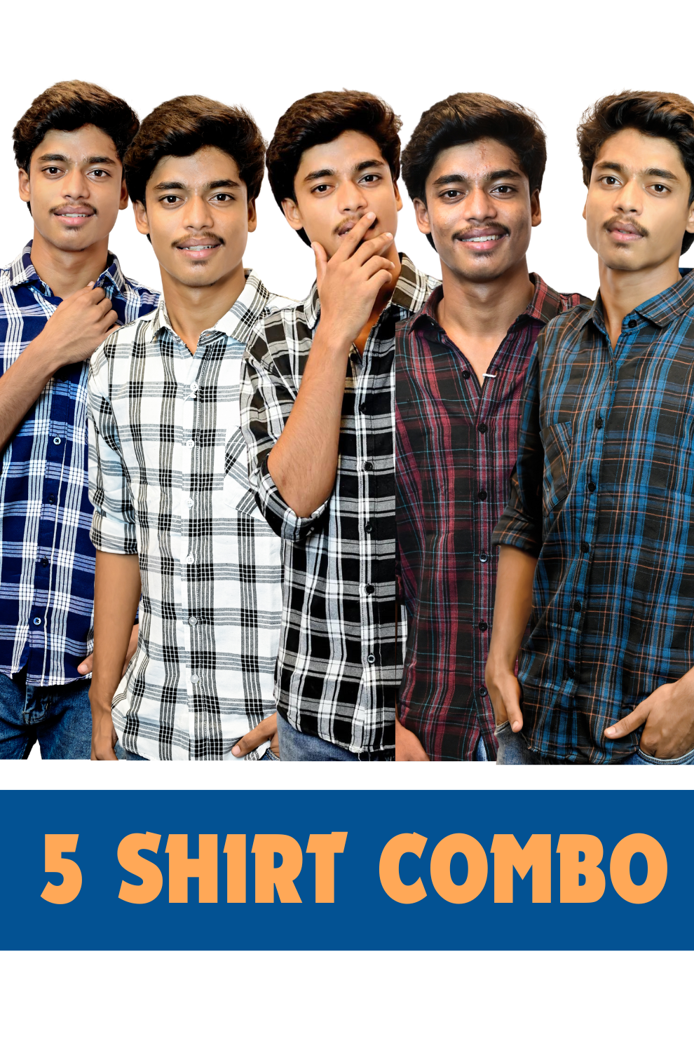 Combo of 5 cotton check shirts